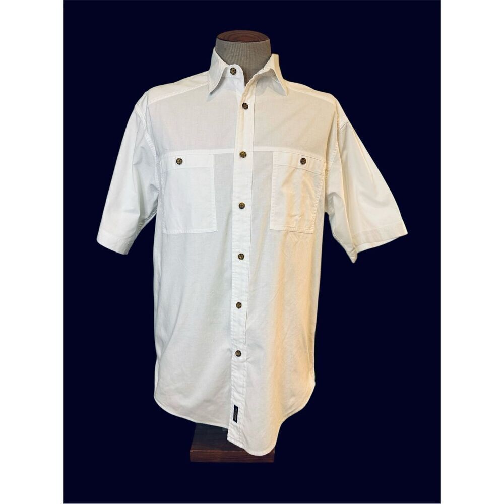 Woolrich Men’s Button Front Shirt Pockets Short Sleeves Sz. L Summer Casual Part - Picture 3 of 9